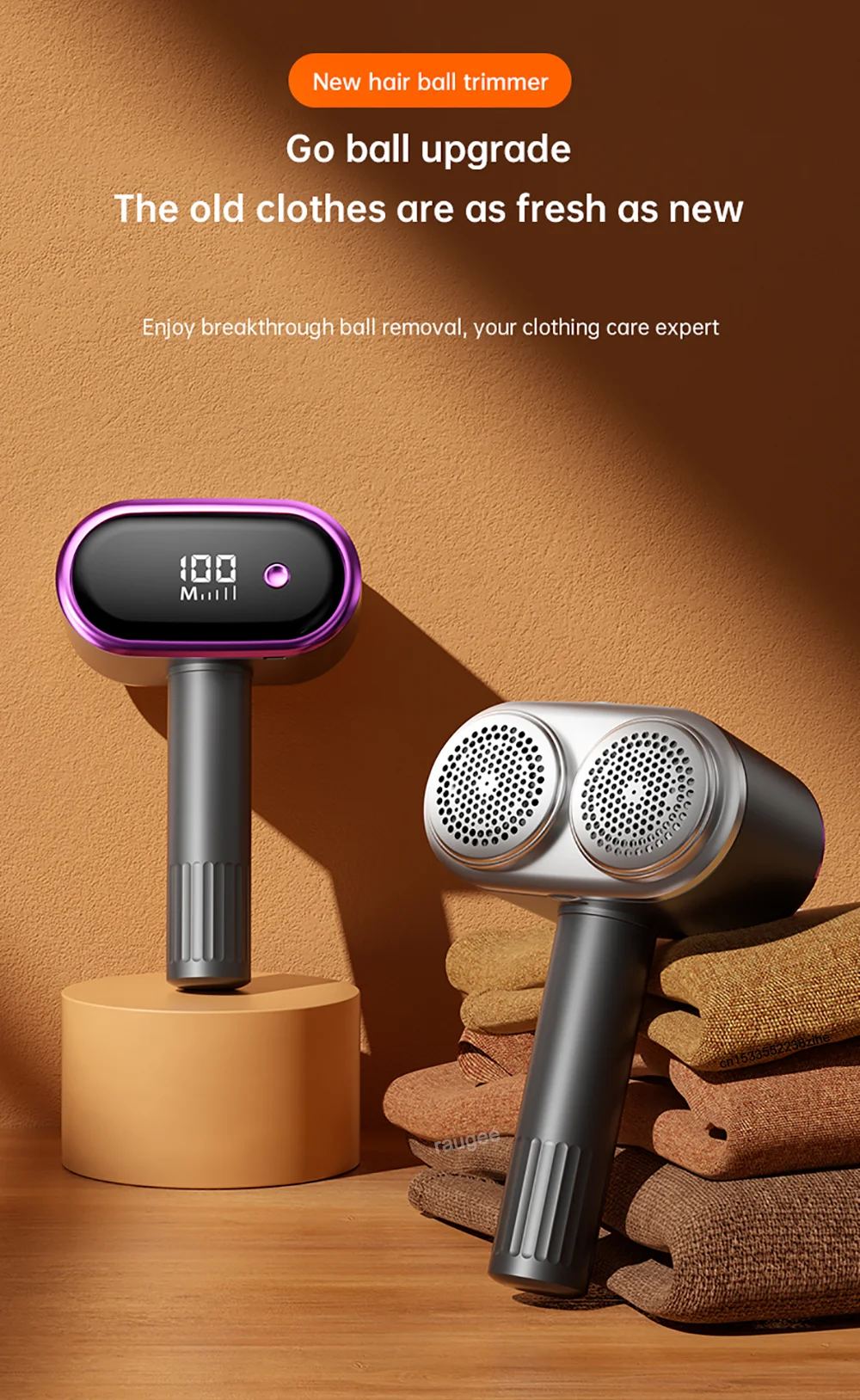Electric Clothes Lint Remover Double Blades High‑Speed Lint Shaver Hair Ball Trimmer USB Rechargeable Fluff Fuzz Remover