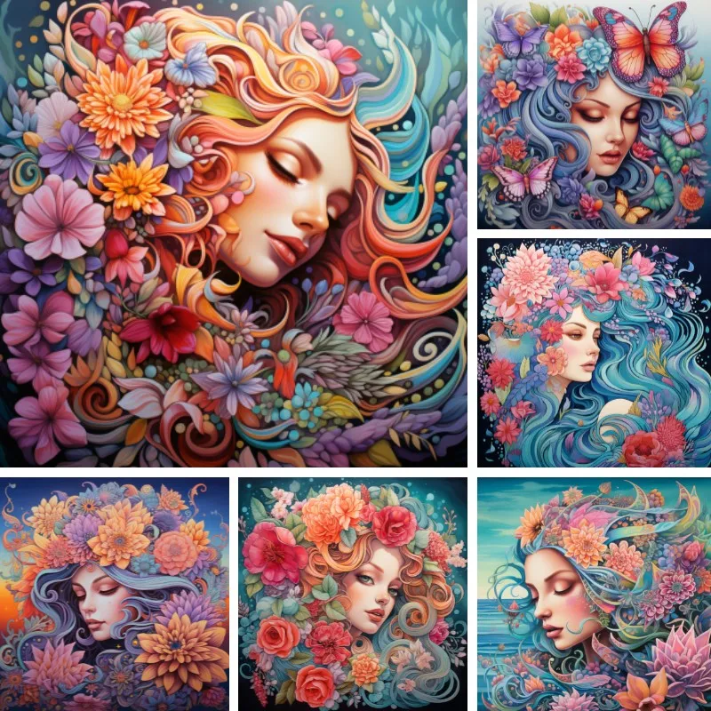 

5D DIY Diamond Painting Beautiful Painting with Flowers and Leaves Full Drill Diamond Embroidery Cross Stitch Kit Decor Gift