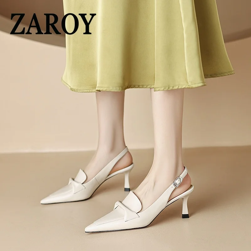 Liquidación de Outlet: Nuevos Zapatos de Tacón Alto de Cuero Vacuno para Mujer, Primavera-Verano, Tacones Finos, Zapatos de Moda, Sandalias
