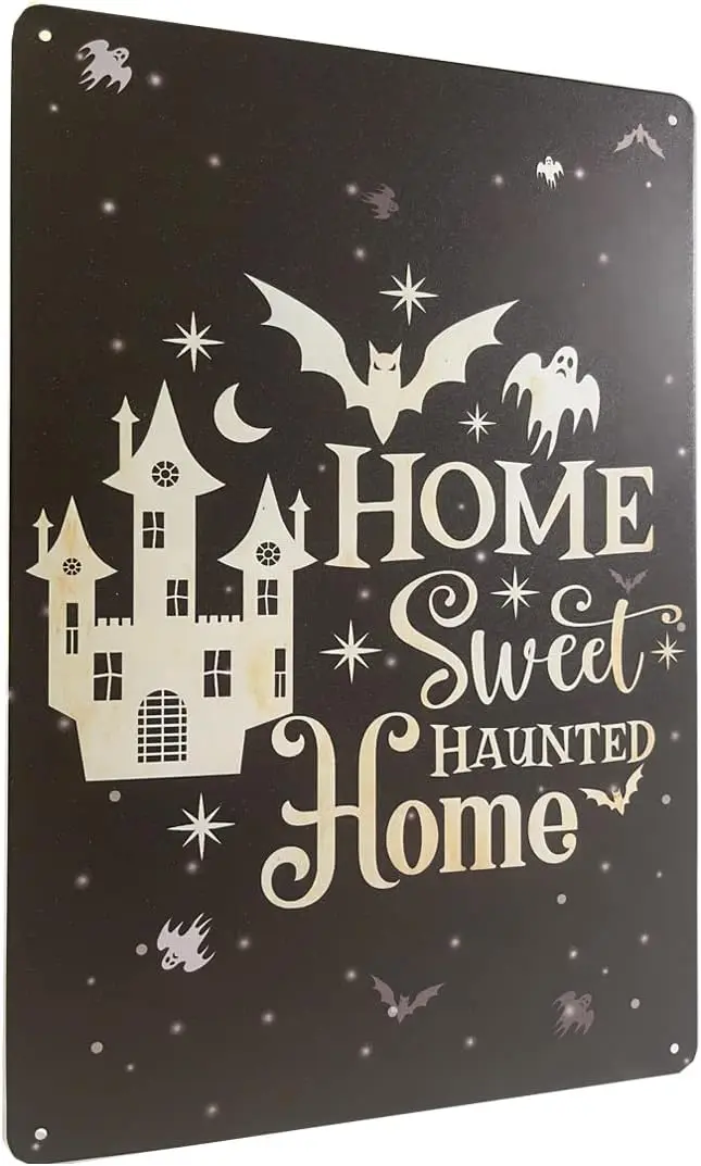 

Halloween Signs Home Sweet Haunted Home Vintage Metal Signs Happy Halloween Decoration Art Sign for Halloween Party 8X12