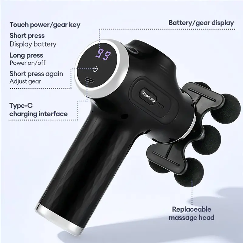 A27U Upgraded Replacement Massage Heads Full Body Muscle Relax Accessories High Power Fascia Massage Gun High Frequency