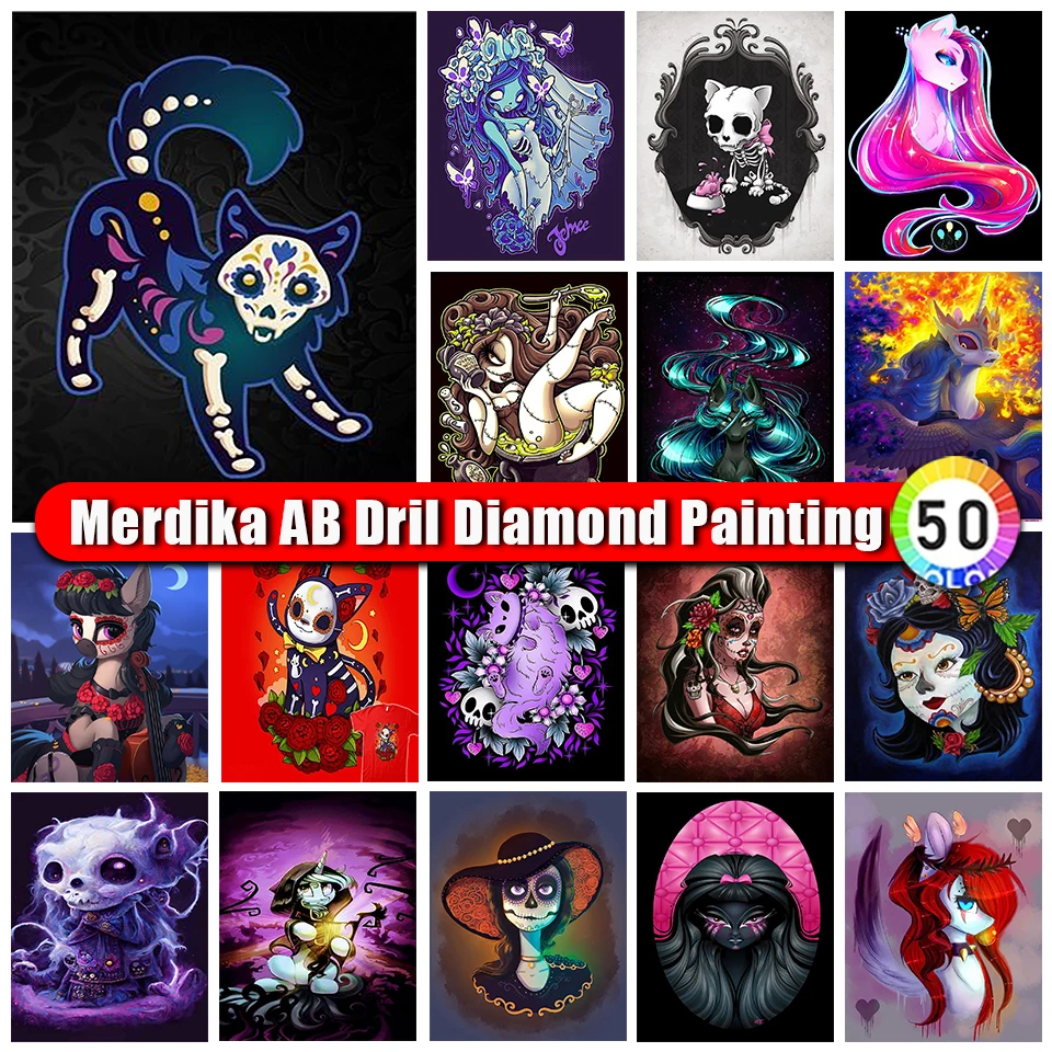 

Merdika Zipper Bag 5D DIY AB Diamond Painting Halloween Skull Mosaic Diamond Embroidery Cartoon Rhinestone Picture Kit New 2023