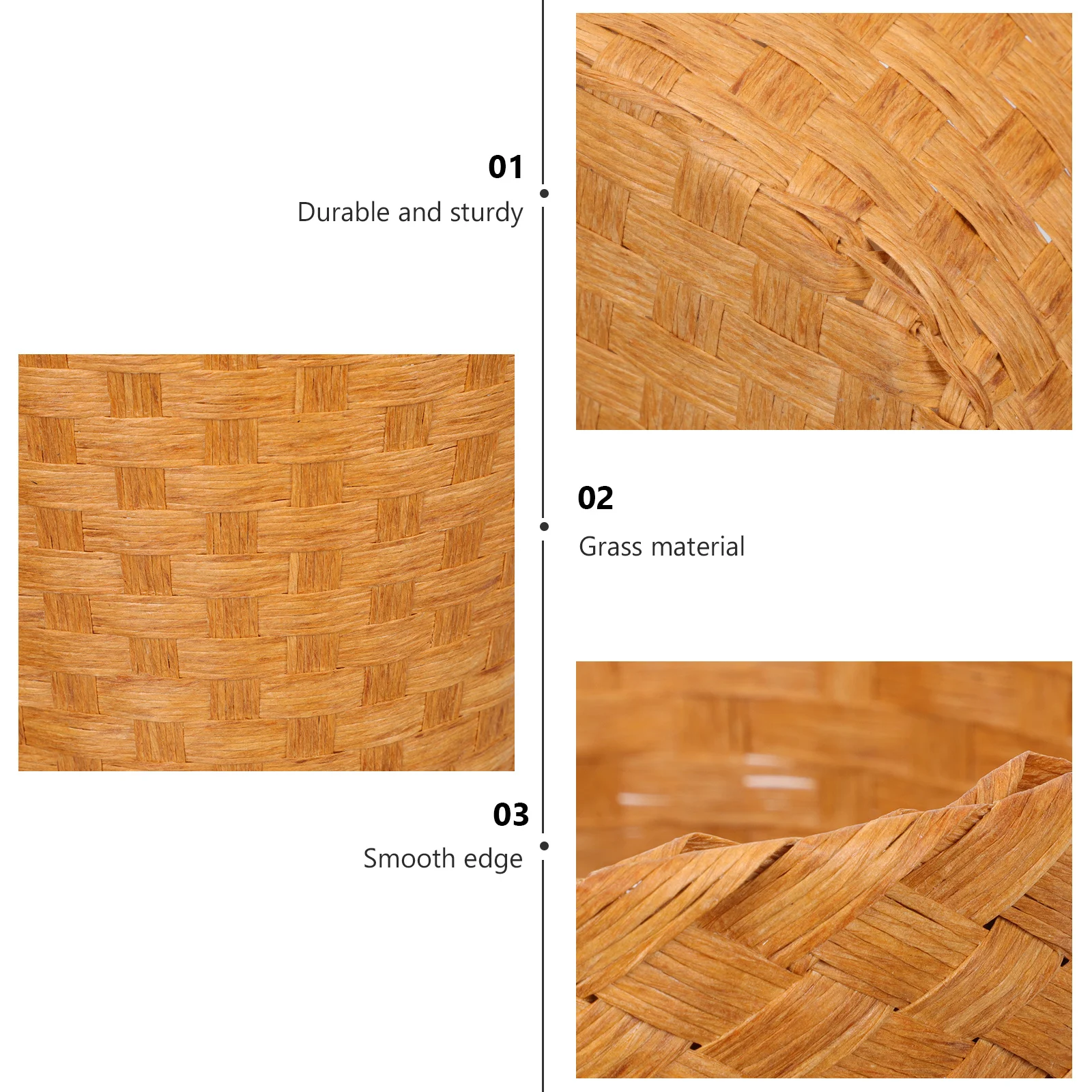 

1Pcs Woven Grass Trash Basket Storage Container Perfect for Kitchen Home Office Organizing Grass Woven Wastebasket