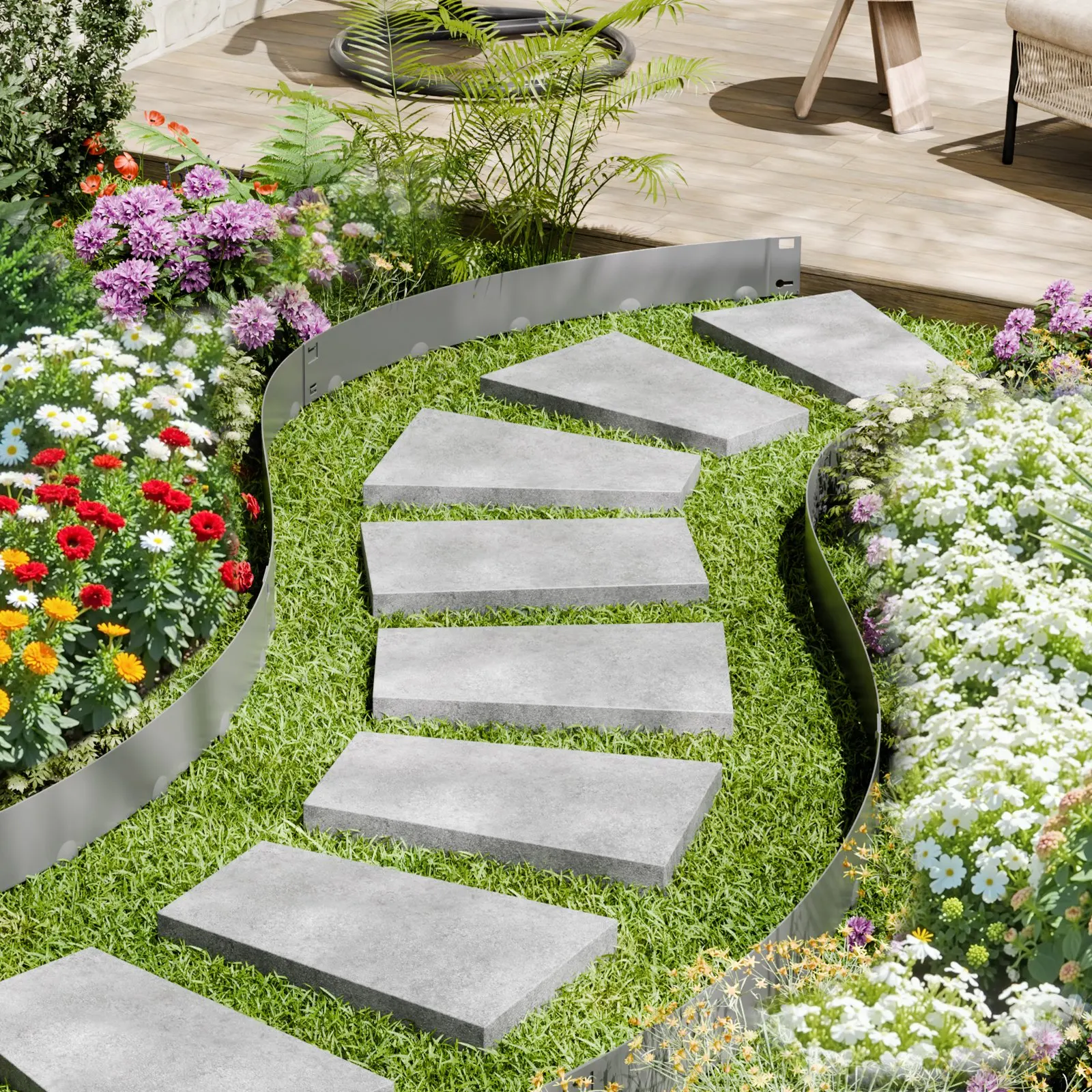 

Steel Landscape Edging 5 Packs 39 X 3in Rust-Resistant Edging Border Dark Gray