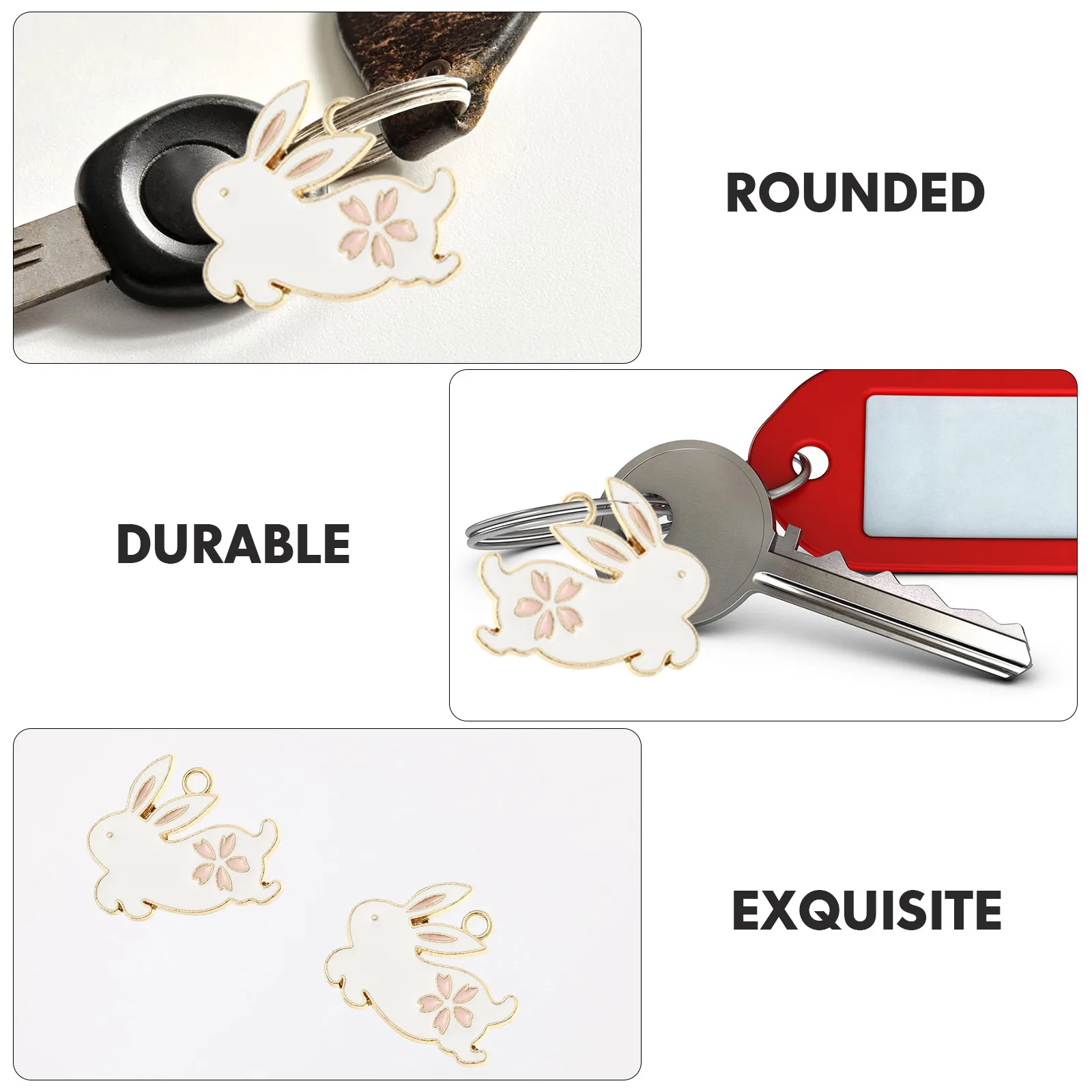

10 Pcs Running Rabbit Keychain Family Gift Pendant Accessory Charms Rings Making Alloy Jewelry Pendants