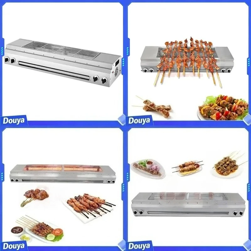 Burner Barbecue Grill Smokeless BBQ Grills with Fan Outdoor Picnic Barbecue Cooker