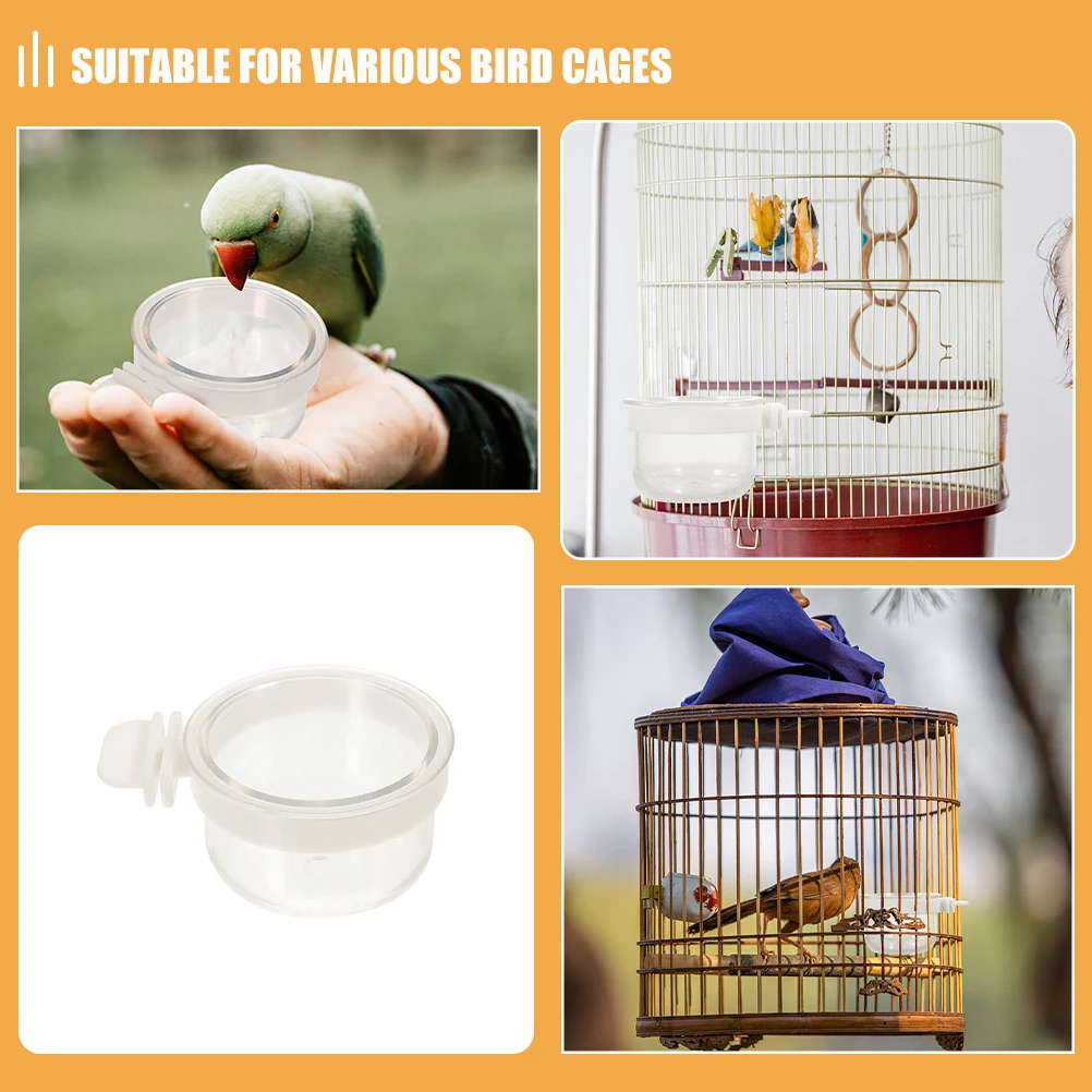 

7 Pcs Parrot Feeder Bird Feeding Bowl Cage Bowls for Cups Clear Dish Food Holder