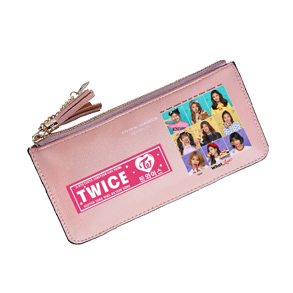 Kpop Twice Women Long Change Purses Large ID Card Holders Girls Cute Wallets Pink Coins Pockets Kawaii Phone Cltuch