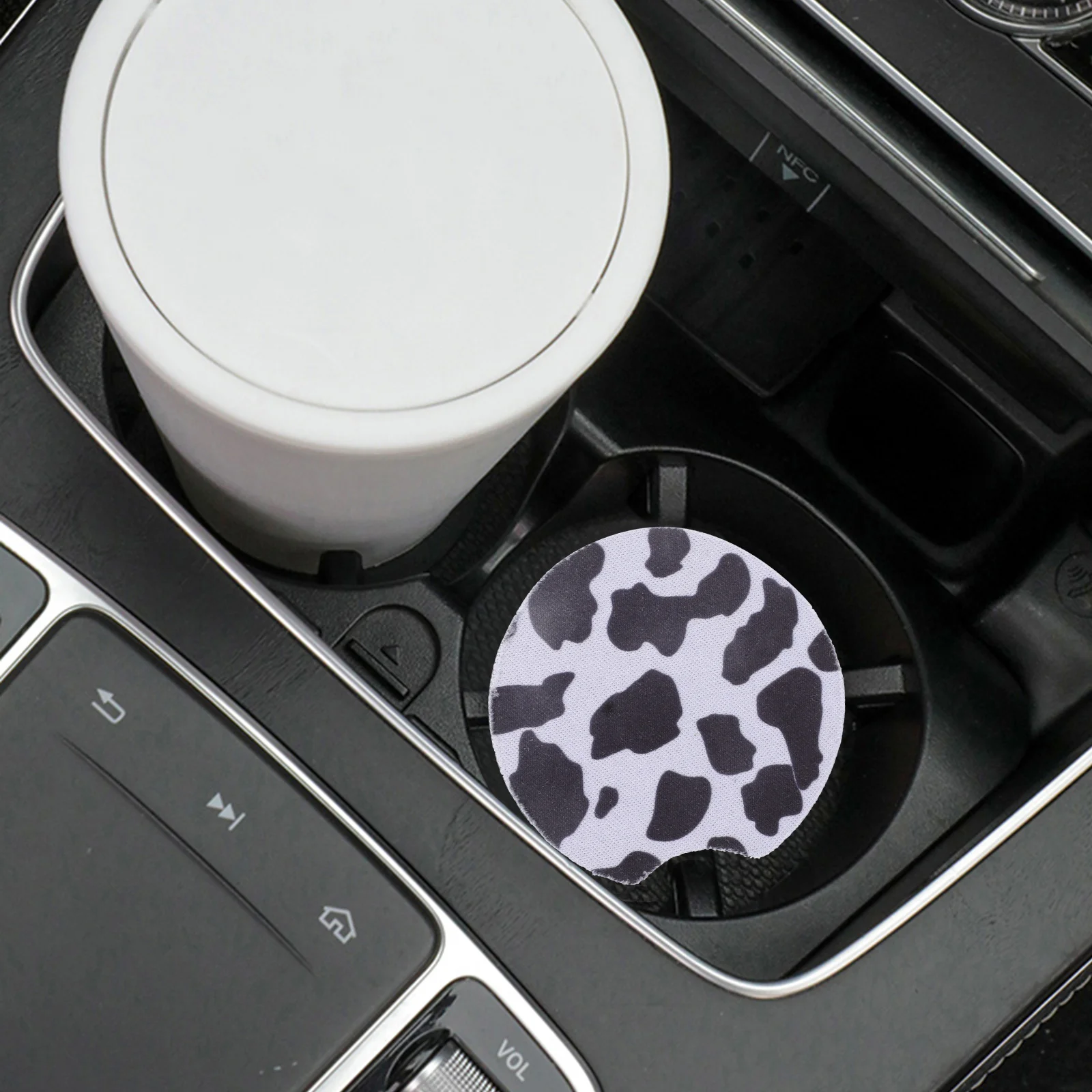 

2Pcs Cow Pattern Car Cup Holder Mats Non Slip Heat Resistant Coasters Car Accessories Interior Truck Accessories