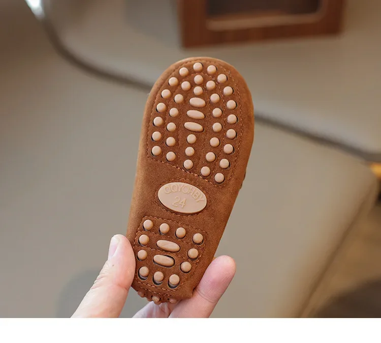 Mokassins für Jungen und Mädchen, weiche, atmungsaktive Slip-On-Schuhe für Kinder, modische, lässige Slipper, flache Schuhe mit Knoten, klassischer britischer Stil, neu – Detail 16