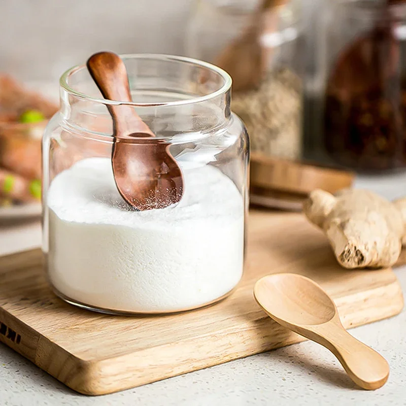 4Pcs Mini Drewniane Łyżki Mała Kuchnia Przyprawa Łyżka Przyprawa Cukier Herbata Kawa Łyżka Krótki Uchwyt Drewniana Łyżka Dziecięca Gadżety Kuchenne