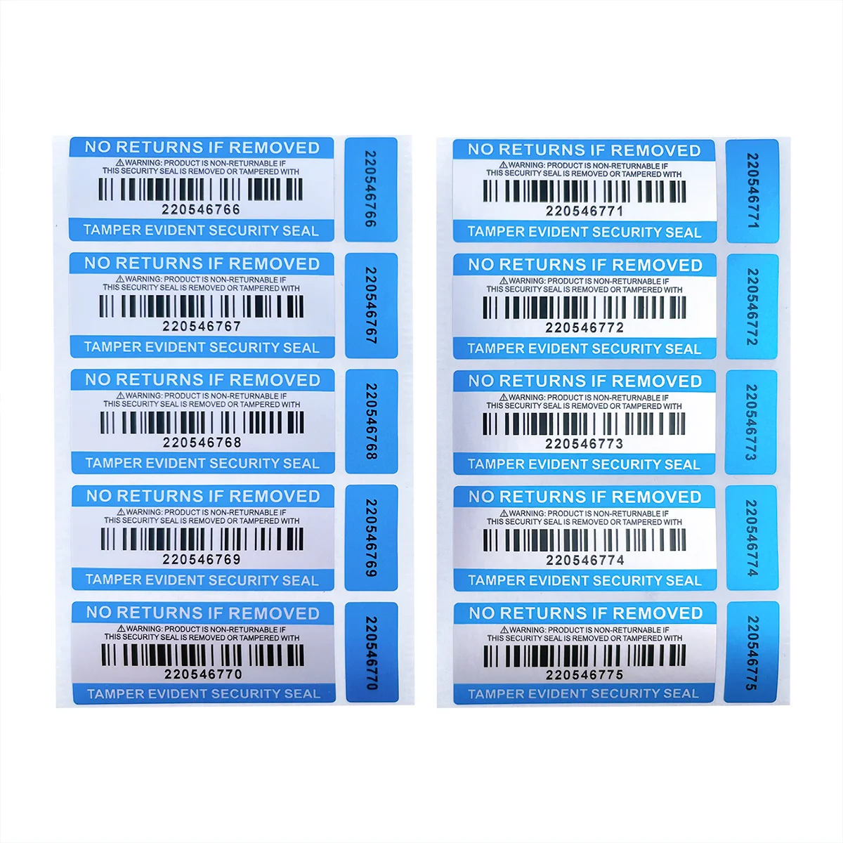 New100% total transfer tamper obvious waterproof label security guarantee invalid sticker Blue double serial number seal sticker