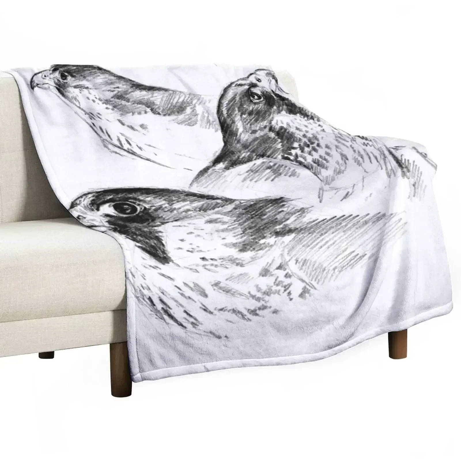 Three Peregrines Art Sketch Pattern Throw Blanket Personalized Gift Sofa Quilt Flannels Kid'S heavy to sleep Moving Blankets