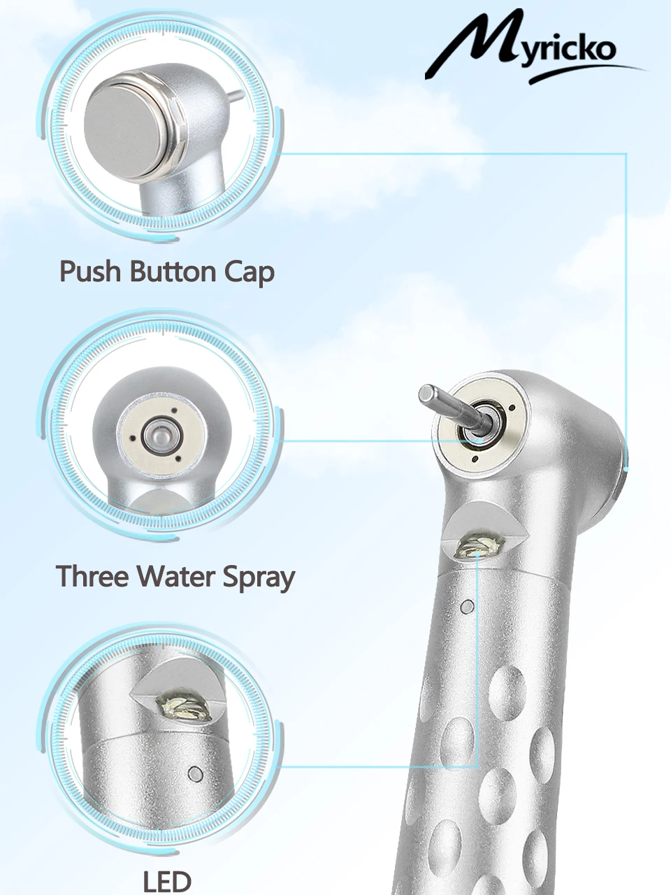 Dental LED High Speed Handpiece High Rotation Large Torque Head 2/4 Hole Turbine Tip with Light Dentist Tools Dentistry Material