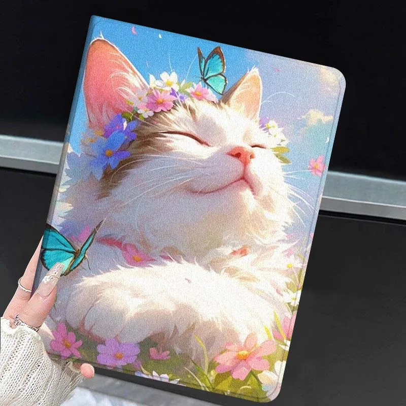 

Cartoon Cat Art Flower For Samsung Galaxy Tab A7 A A8 A9 A11 S6 S11 10.1 10.4 10.5 Inch Lite PLus Tablet Case