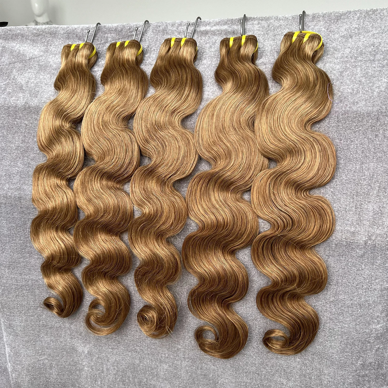 

SWANEE 30 Inches Body Wave Bundles #8 flaxen 100% Raw Human Hair Water Wave Double Weft Bundle Brazilian Remy Hair Extensions