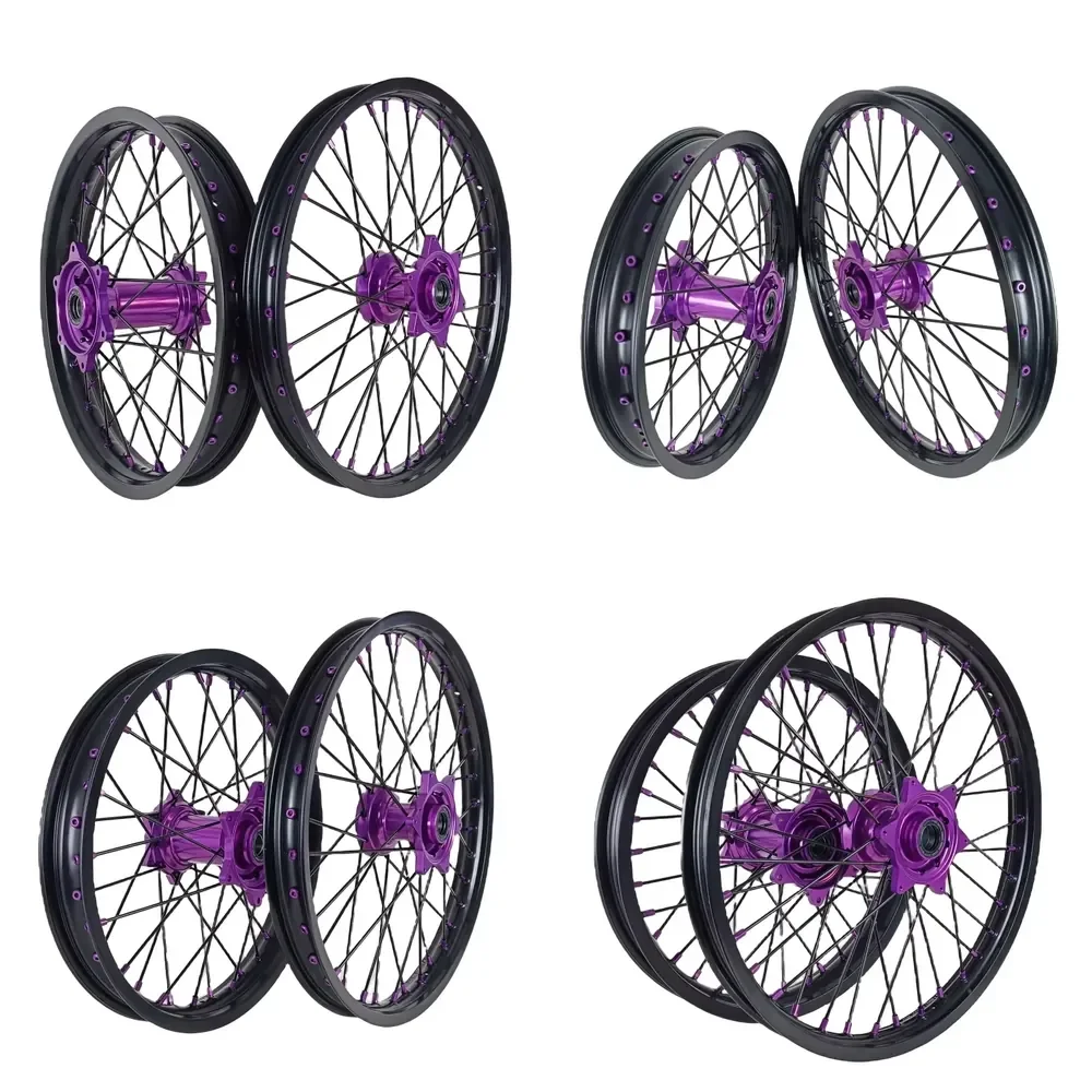 【2026 Popular】 Factory Price Motocross Wheels Enduro Wheels Aluminum Alloy Black Rims With Orange Hubs Fit EXC SXF