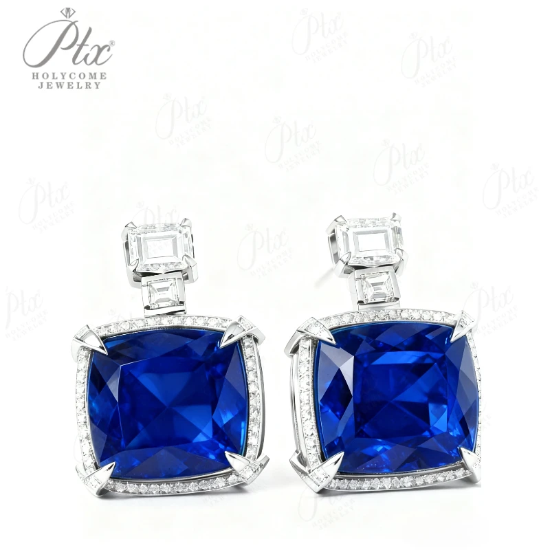 

Прямоугольные серьги Chubby с цветными драгоценными камнями и муассанитом цвета D, серебро 925, подарок на годовщину, гипоаллергенный