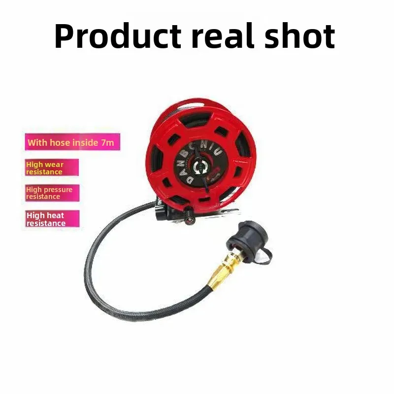 Red Classic Off Road Tire Shape Air Pump Hose Reel Retractable Air Compressor Pneumatic Reel for Garage