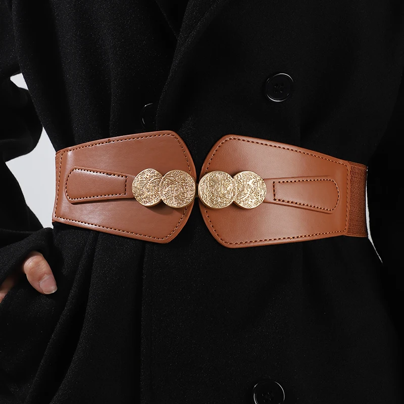 Belt female 2024 new model Internet celebrity decoration senior sense with a suit waist elastic and niche wide belt