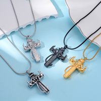 Retro Cross Cremation Jewelry Urn Necklace for Ashes Stainless Steel Memorial Urn Pendant Deer Antler Keepsake Jewelry