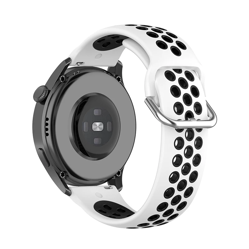 

For Pebble Time Round/Pebble 2 Bi-Color Silicone Breathable Holes Design Watch Band Watch Strap - White/Black