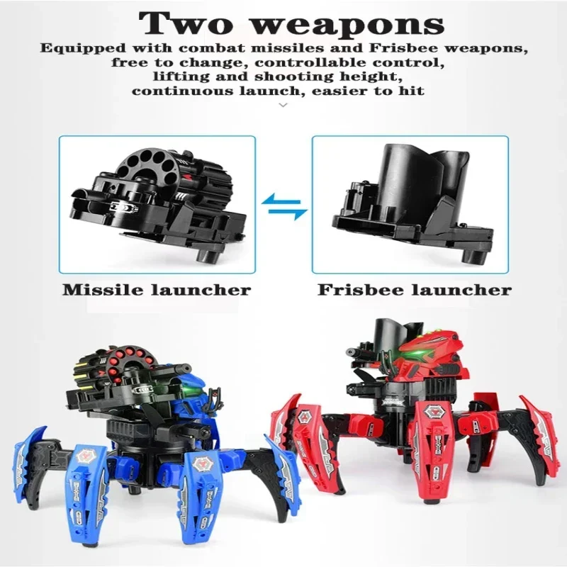 DIY Shooting Game Six-legged Spider Robot 2.4G Radio remote control Double weapon RC Robot Toys For Children Gifts Puzzle Robot