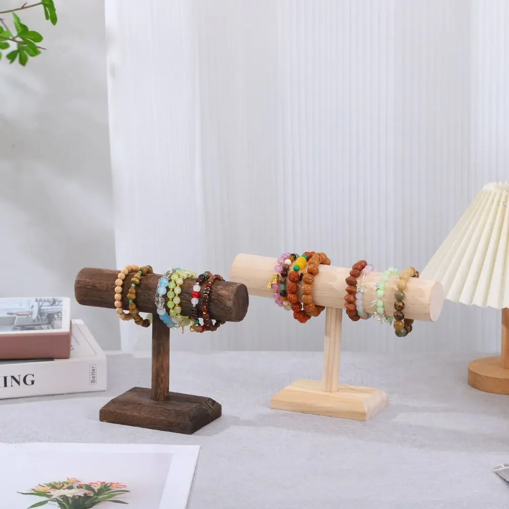 

Desk Organizer Jewelry Display Stand Natural Wood 2 Tier Bracelet Storage Rack Multi-purpose Simple Tier Jewelry Stand