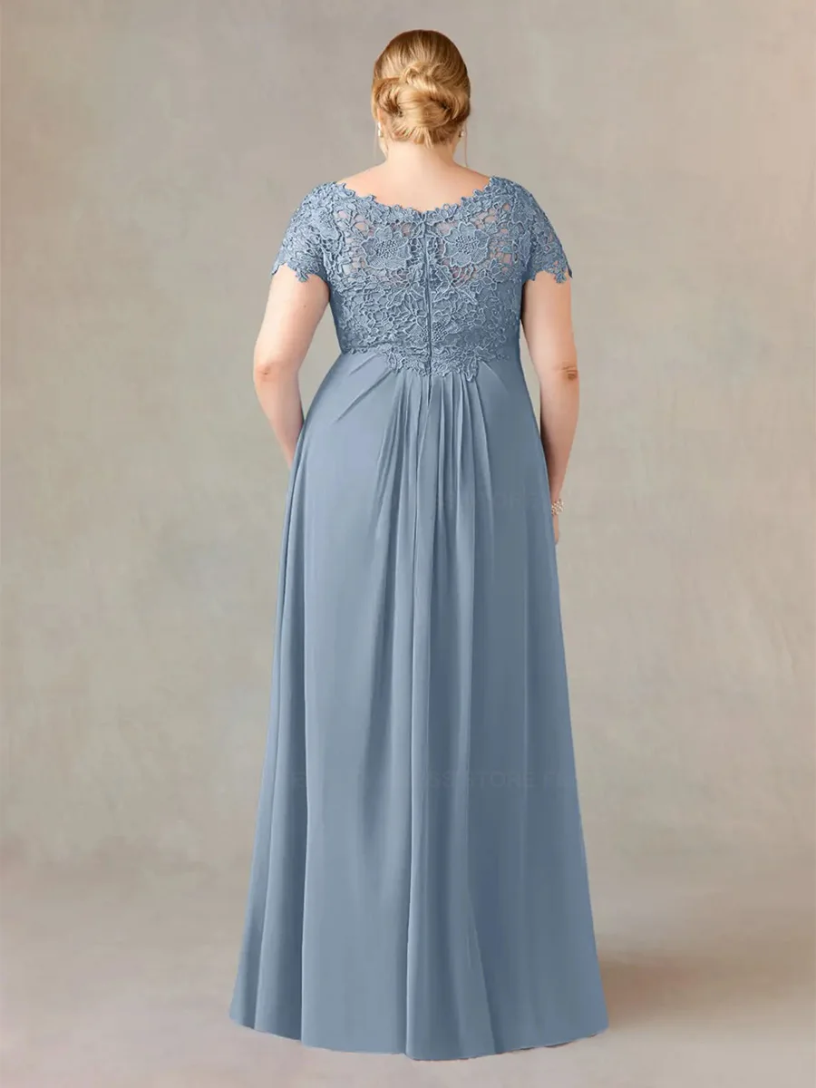 Elegant Plus Size Mother of the Bride Dresses 2023 A-Line V-neck Customized Lace Chiffon Wedding Guest Dress Vestidos de Gala