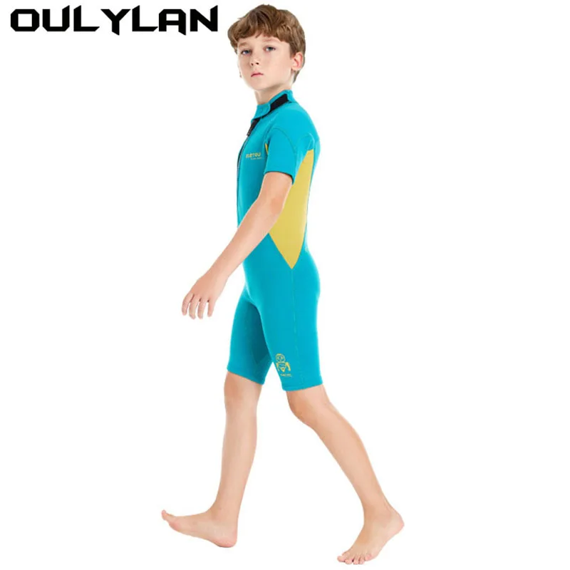 

Oulylan 2 MM Wetsuit for Boys and Girls Kids One Piece, Surfing Shorty Diving Bathing Suit for Beach Professional Swimsuit