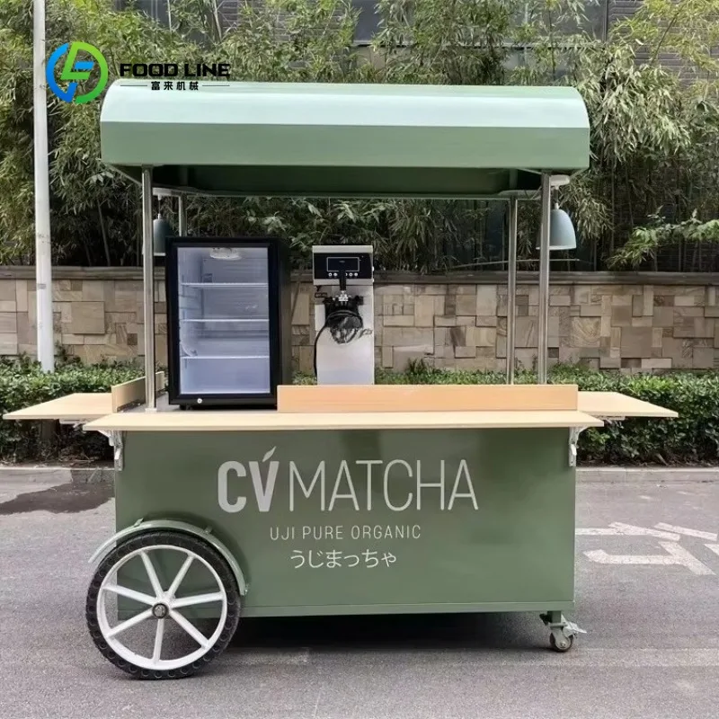 

Custom Professional Ice Cream Concession Cart with Double Compartment Freezer Tow Hooks Ideal for Flea Markets, Fairgrounds