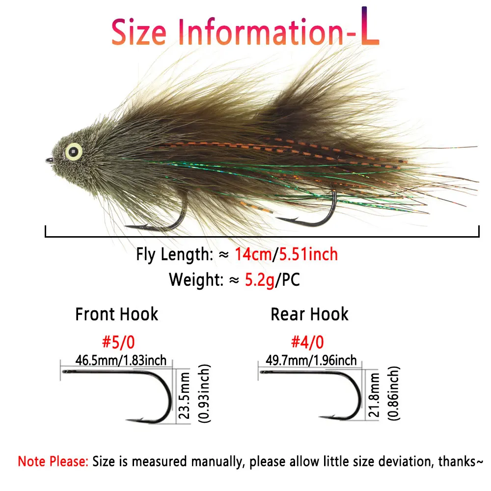 1/2 Stück Gelenkige Fisch-Streamer aus Hirschhaar, Bass- und Insekten-Streamer, Fischgräten-Streamer, Big Game Fisch, Meeresfischen, Hecht-, Barsch- und Forellen-Angelköder – Detail 4