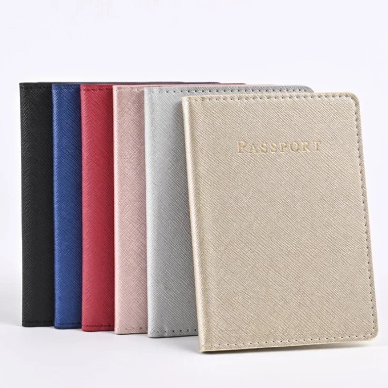 Women Men Passport Holder Bags Wallet Pu Leather Passport Cover Documents Card Bag Simple Travel Card Holder Bags Pouch Clip