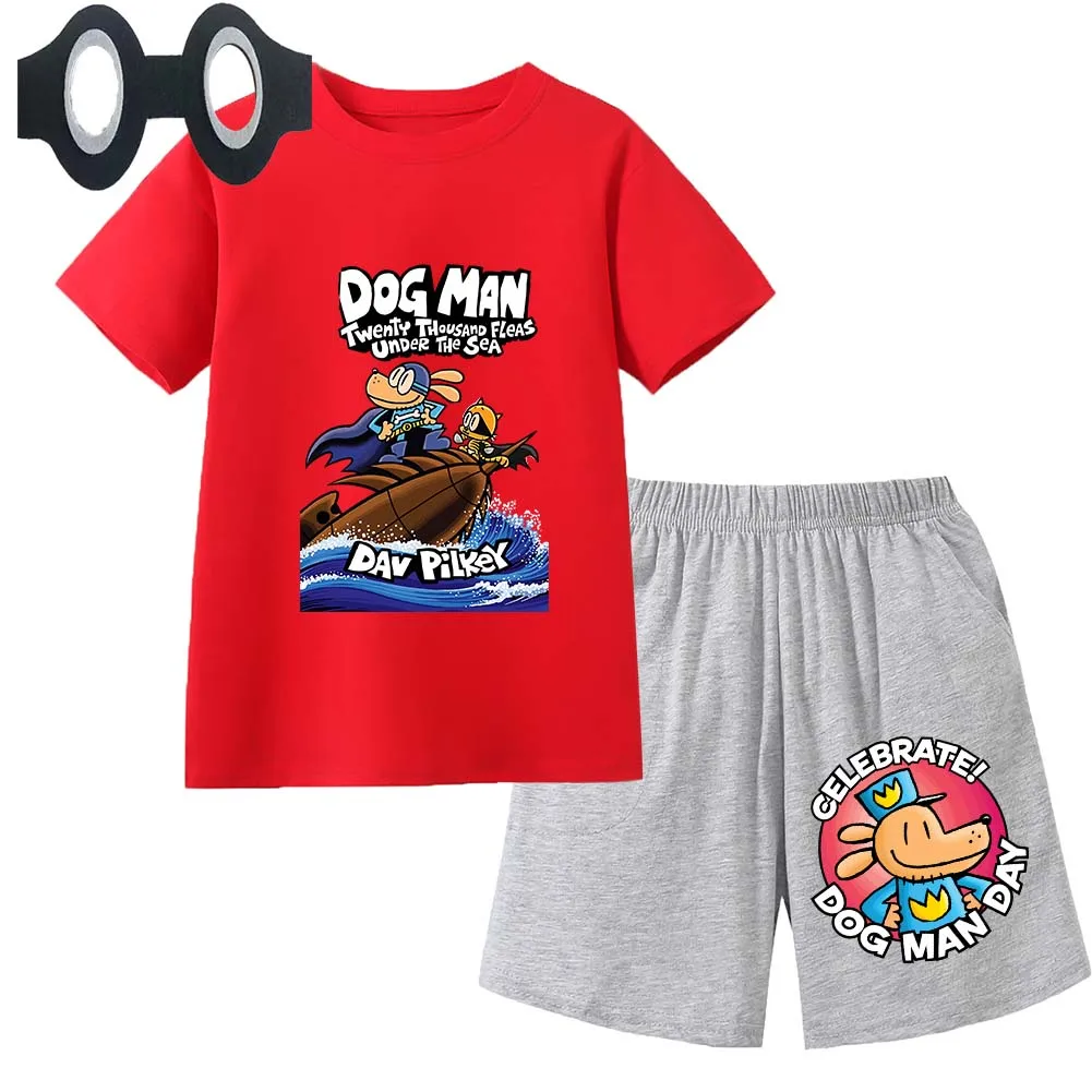 Hot Sale Cartoon Kids TShirt Shorts Mask 3PCS Captain Underpants DogMan Baby Boys Girls Clothe Summer Children Cotton T-Shirt