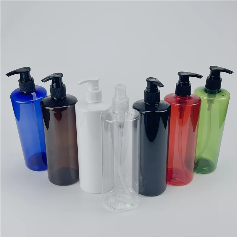 Multicolor 500ml x 12 Empty Lotion Pump Bottle For Shower Gel Liquid Soap Dispenser Shampoo Bathroom Hotel PET Packing Container