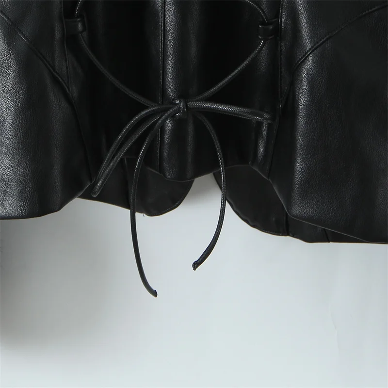 موضة جديدة لعام 2025 ملابس خارجية دافئة معاطف شتوية نسائية جاهزة سترة من الجلد الصناعي #5