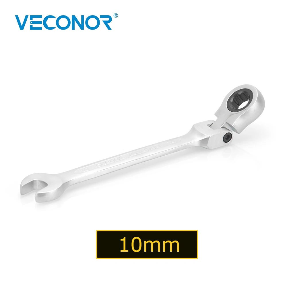 10mm Ratchet Wrench Spanner Flexible Head Dull Polish 72T Ratcheting High Torque Multitool