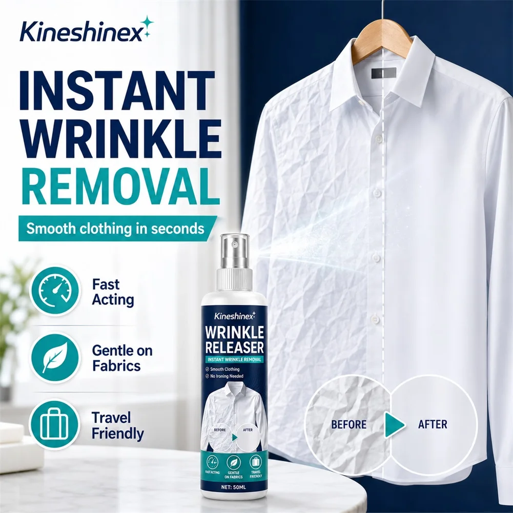 Travel Wrinkle Releaser Spray Fabric Anti Static Eliminates Liquid Spray Without Ironing Time-Saving Fabrics Delicate Safe