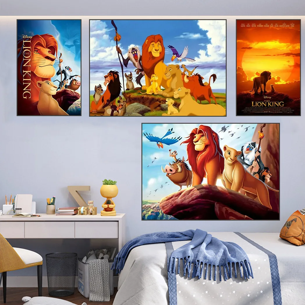 

MINISO Disney Cartoon Lion King Simba Canvas Painting Wall Art Anime Poster Room Decorations For Living Room Kids Home Decoratio