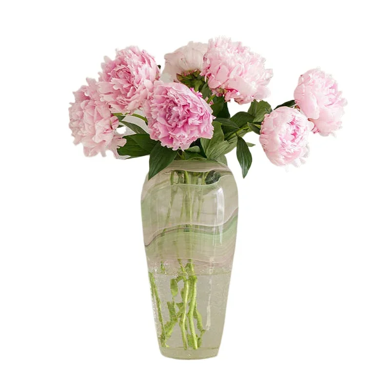 

New Chinese-style Qingdai vase living room flower arrangement light luxury high-end glass transparent water cultivation hydropon