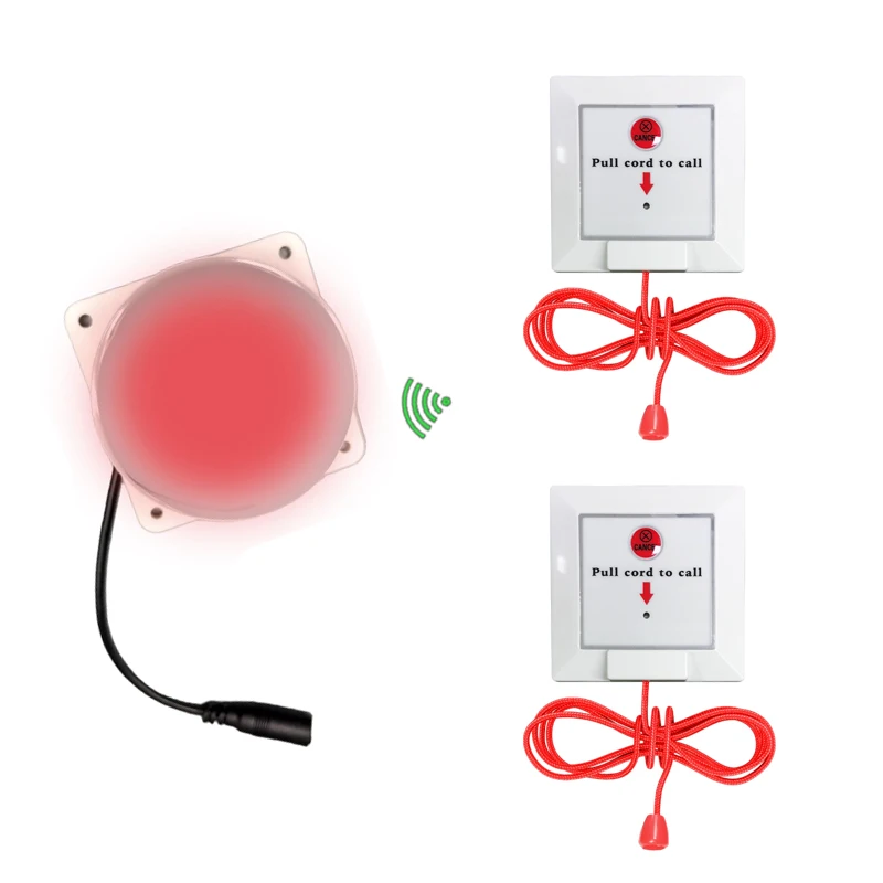 Wireless Nurse Call System Door Light Alarm with Waterproof Pull Cord SOS Call Button for Elderly Disabled Hospital Nursing Home