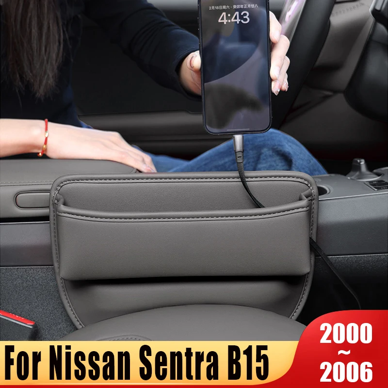 For Nissan Sentra B15 2000 2001 2002 2003 2004 2005 2006 Car Front Seat Crevice Storage Multifunctional Box Built-in Accessories