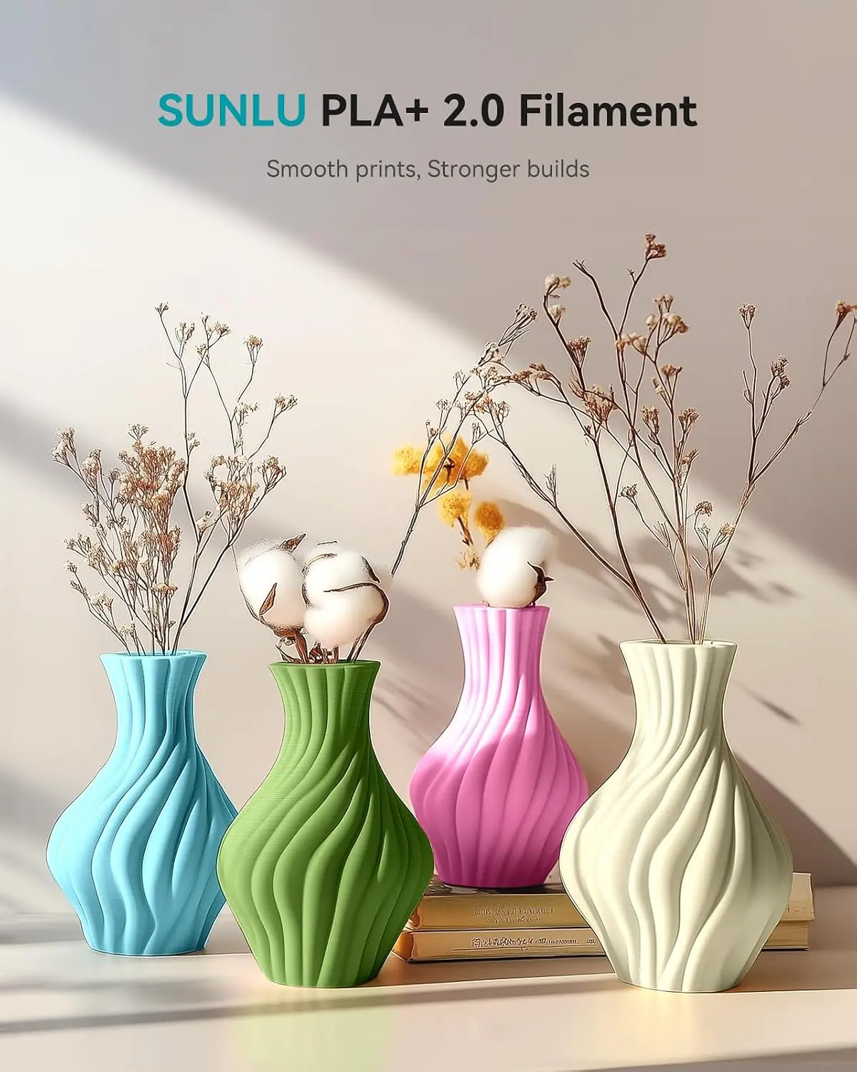 ^For SUNLU PLA+2.0 Filament 1.75mm Bundle, 250g Spool, 16 Rolls