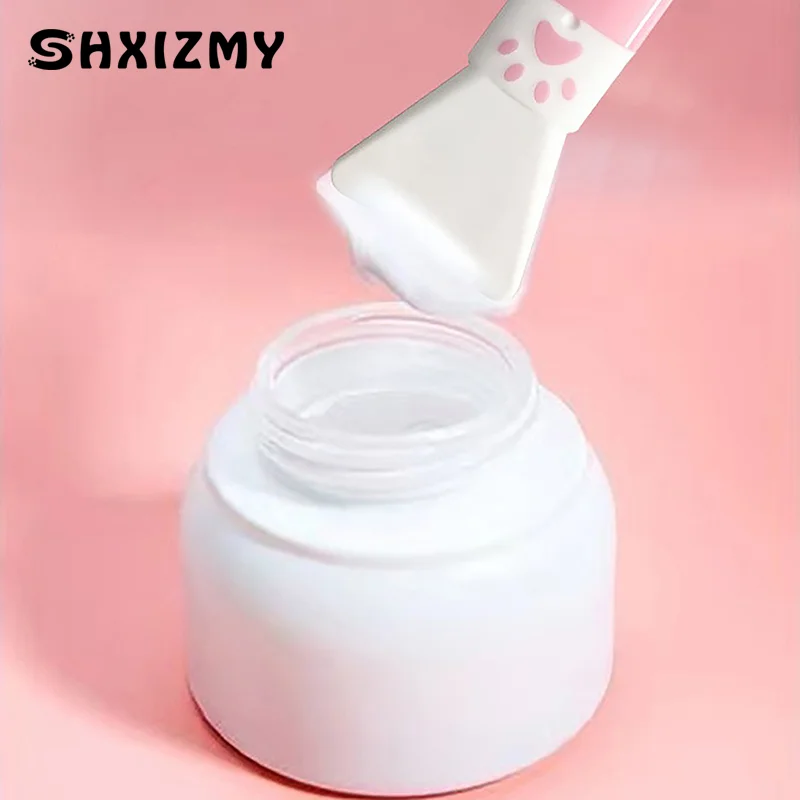 Cute Paw Silicone Facial Mask Brush Scraper Double Head Facial Mask Mud Brush Facial Beauty Tools Face Cleansing Brush