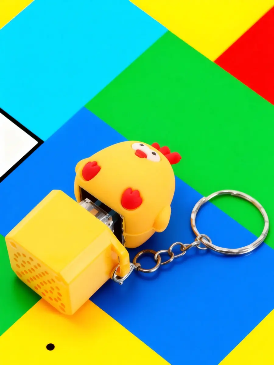 Chicken Keyboard Keychain Removable Keycap Sound LED Light Decompression Fidget Easter Stocking Stuffer