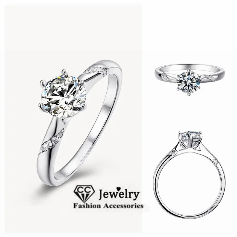 CC Marriage Rings for Women Wife White Gold Plated Fashion Accessory 1 Carat Diamant Wedding Jewelry Proposal Engagement CC1575