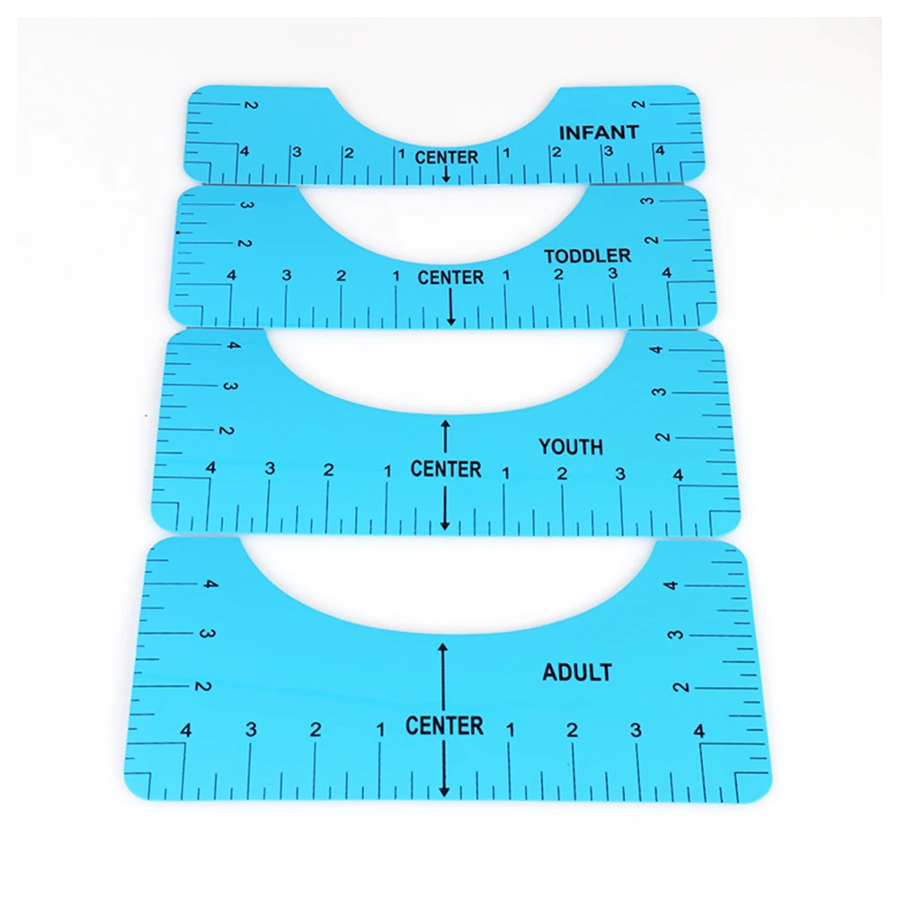 4Pcs/set T-Shirt Ruler Guide for Heat Transfer Vinyl & Sublimation, DIY T-Shirt Measurement Template, Drafting Tools for HTV, DT