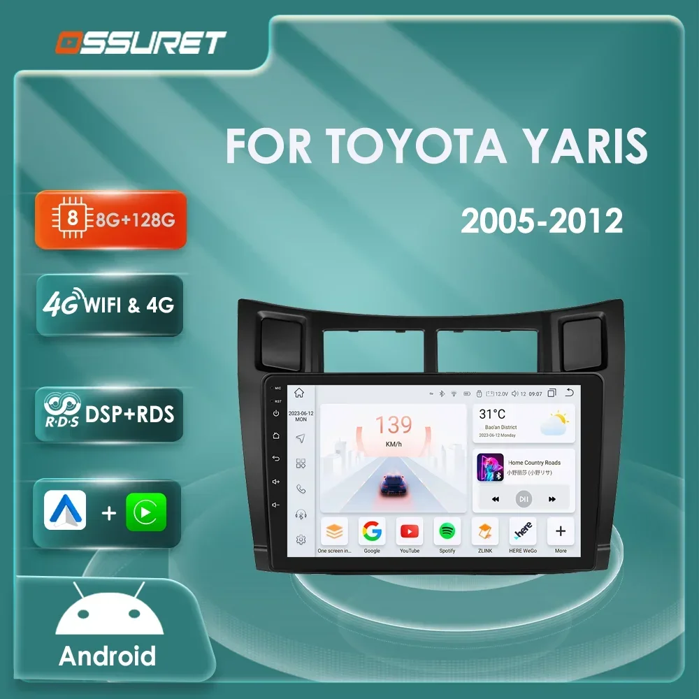 

Автомобильный радиоприемник Android для Toyota Yaris 2005 2006 2007 2008-2012, мультимедийный видеоплеер 2din 7862 GPS Auto Stereo Navi 4G AI Carplay