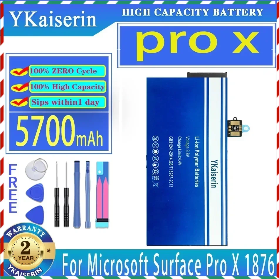 YKaiserin 5700mAh Replacement Battery pro x (G3HTA056H) For Microsoft Surface Pro X 1876 Laptop Batteries