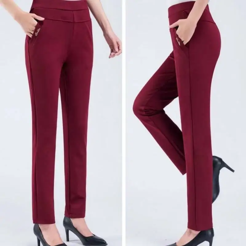 Women Trousers Casual Elastic High Waist Pants Female 2025 Spring autumn Solid Color Straight Pants Pantalon Femme